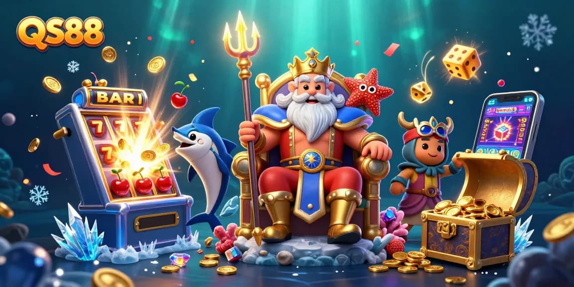 Experience jackpot thrills at QS88 with Neptune and a colorful casino scene.
