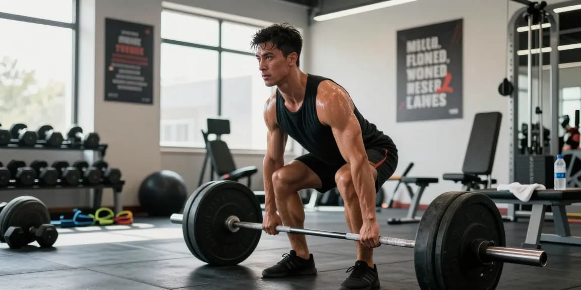 Anabolika Shop Deutschland - Muskelaufbau im Fitnessstudio mit Gewichten und einem engagierten Bodybuilder.