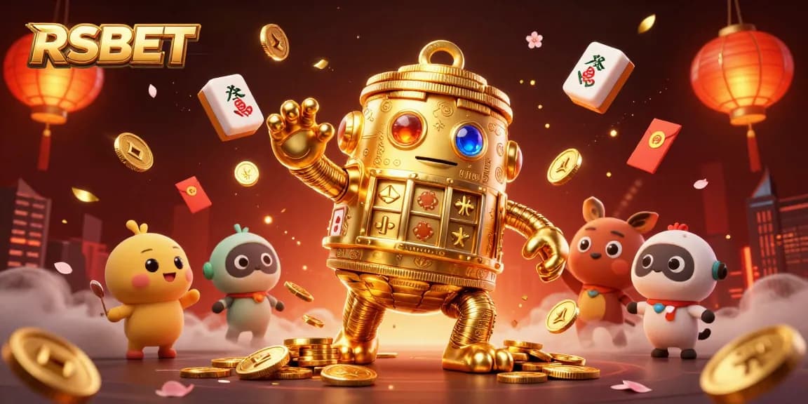 Experience the excitement of RSBET with vibrant golden elements and casino symbols in captivating 3D art.