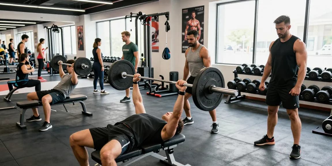 Steroid Shop Deutschland: Bodybuilder in modernem Fitnessstudio beim Training und Muskelaufbau.