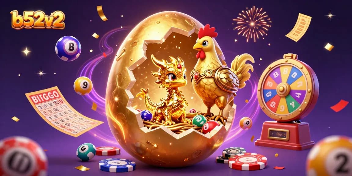 Engage with b52v2's exciting gameplay featuring a golden egg baby dragon and vibrant lottery elements.