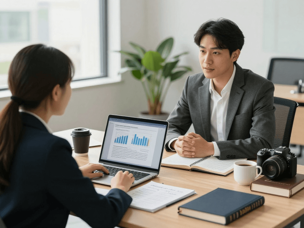 Professionelle Beratung zum Datenschutz auf der Startseite von MUNAS Consulting mit Experten und Klienten in modernem Büro.