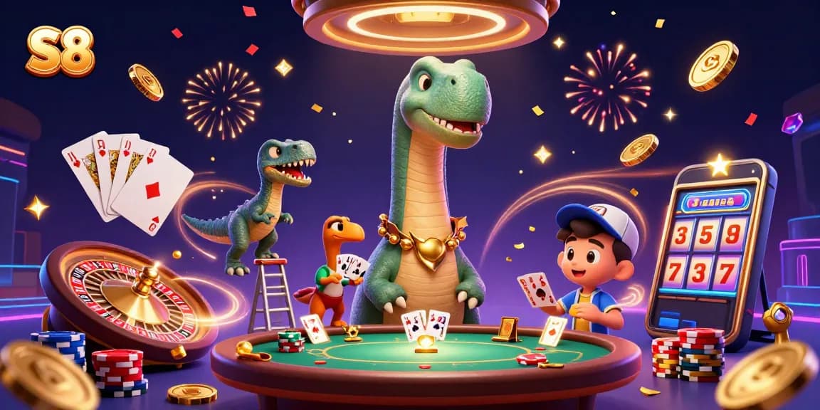 S8 showcases a spectacular casino scene with dynamic characters and exhilarating gambling elements.