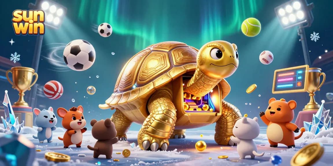 Experience the excitement of sun win with engaging games and sports elements in a vibrant casino theme.