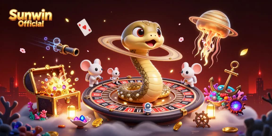 Experience thrilling bets with various characters in this Sunwin Official 3D casino scene.