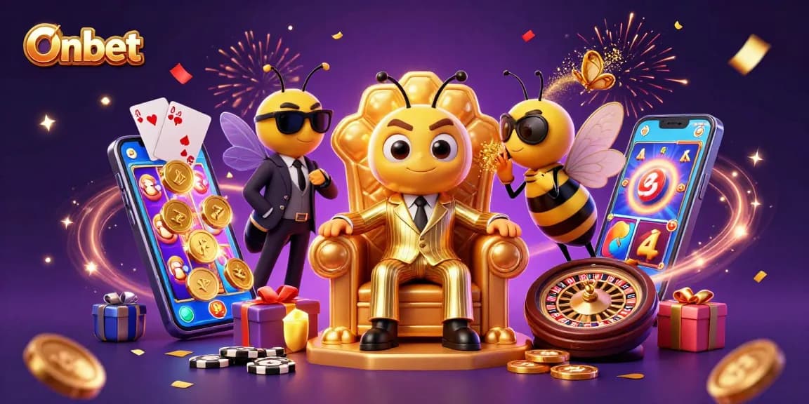Experience thrilling gameplay on Onbet with a buzzing casino scene capturing vibrant slot action.