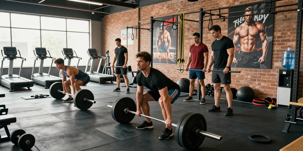 Aktive Bodybuilder im Anabolika Shop Deutschland, die Krafttraining mit Gewichten und persönlichem Training durchführen, um Muskelmasse aufzubauen.