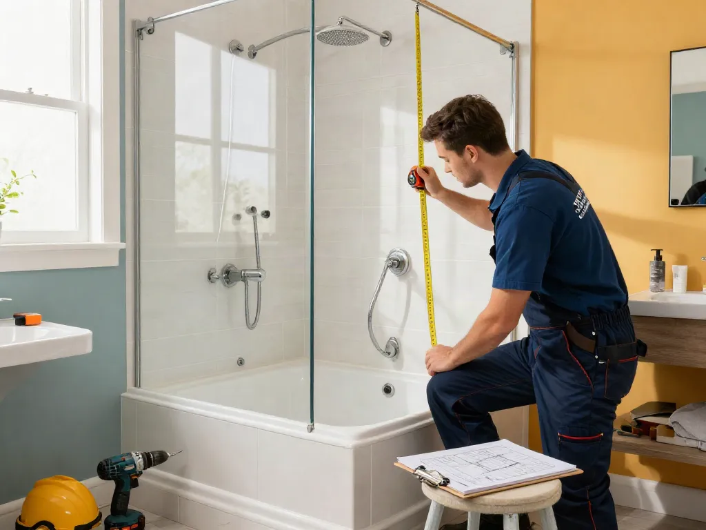 Badumbau Augsburg: Badezimmerumbau von der Badewanne zur modernen Dusche mit hochwertigen Materialien und professionellem Handwerker.