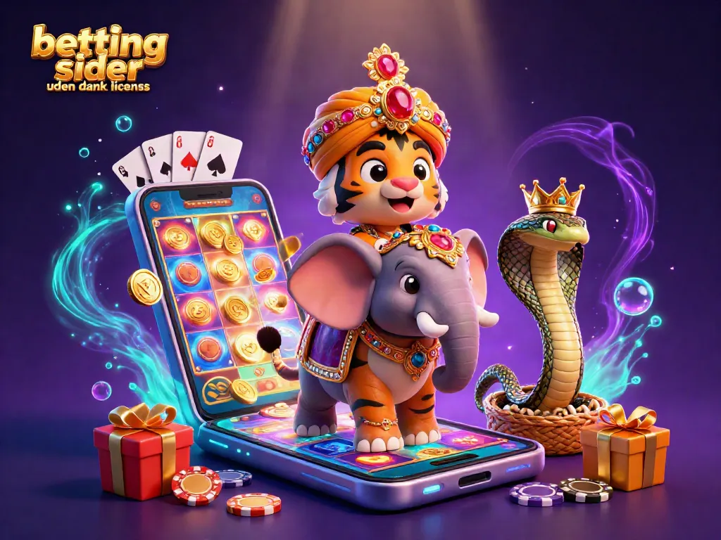 Experience betting sider uden dansk licens excitement with a cartoon tiger, elephant, and casino elements.