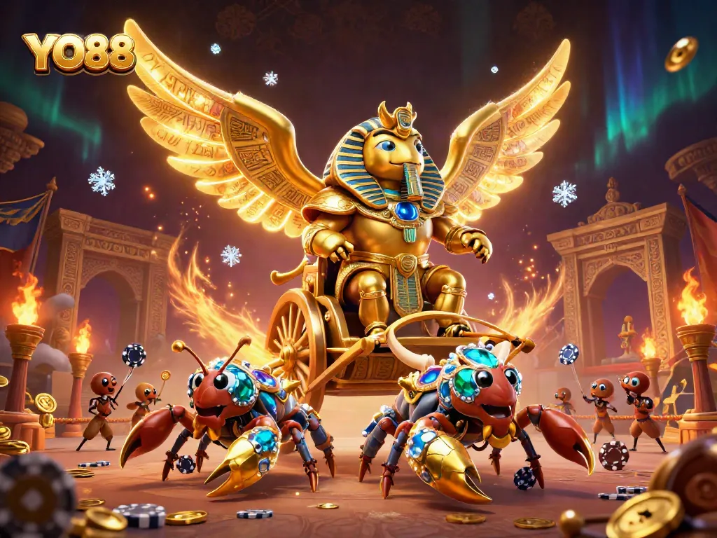 Experience YO88's thrilling gaming action with a vibrant 3D illustration capturing excitement!