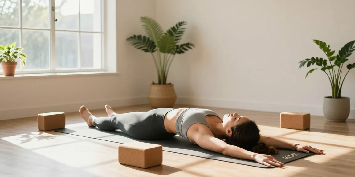 Practicing yoga on a personalized Yogamatte Kork personalisiert in a serene studio.