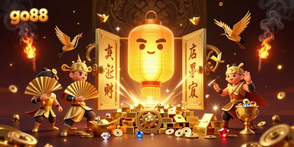 Experience thrilling wins at go88 with vibrant 3D gambling scene featuring fortune elements and lucky symbols.