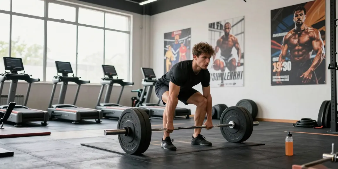 Global Pharma Steroids - Athlet, der im Fitnessstudio mit Gewichten trainiert, um Leistung zu steigern.