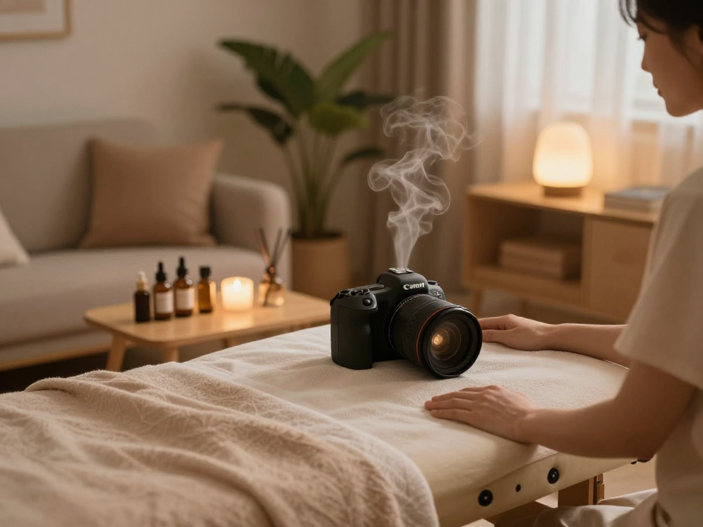 A tranquil home setting featuring a soothing 출장안마 treatment, enhancing relaxation and comfort.