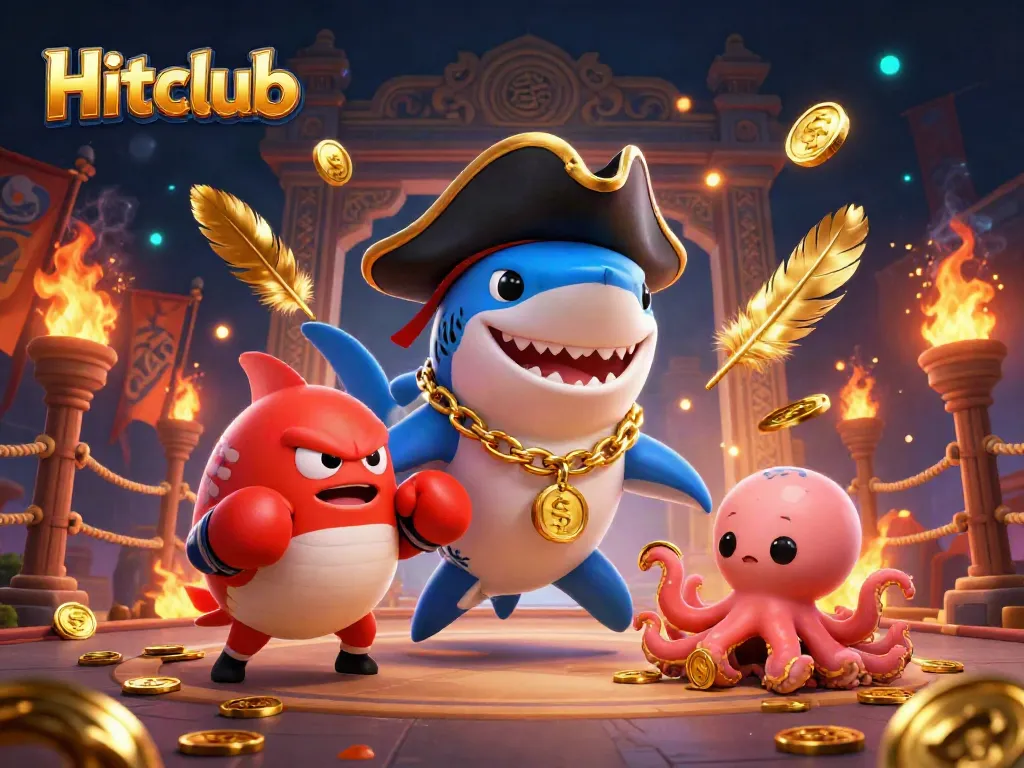 Engaging Hitclub casino scene with vibrant characters, gold coins, and dynamic betting elements.