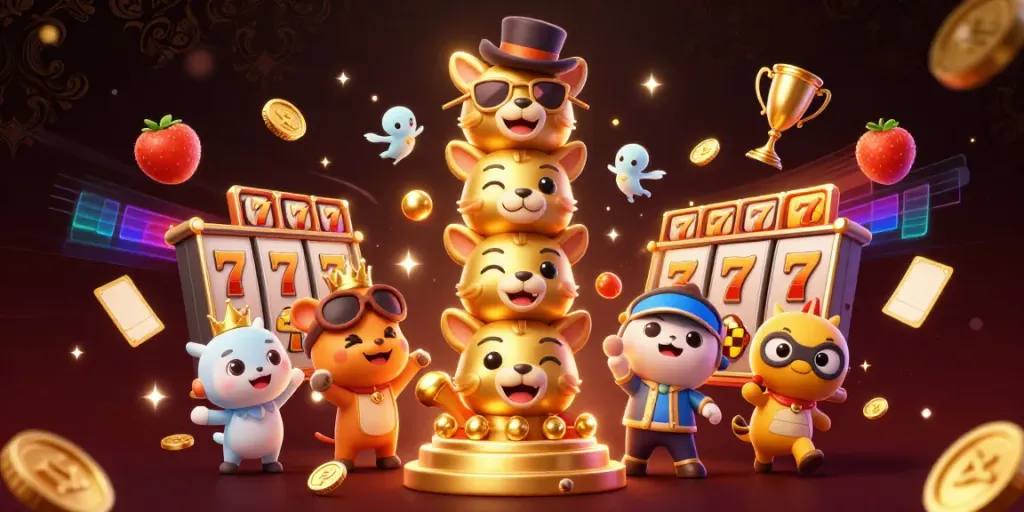 Engage with game đổi thưởng on slots symbols, showcasing vibrant casino elements in a dynamic 3D illustration.