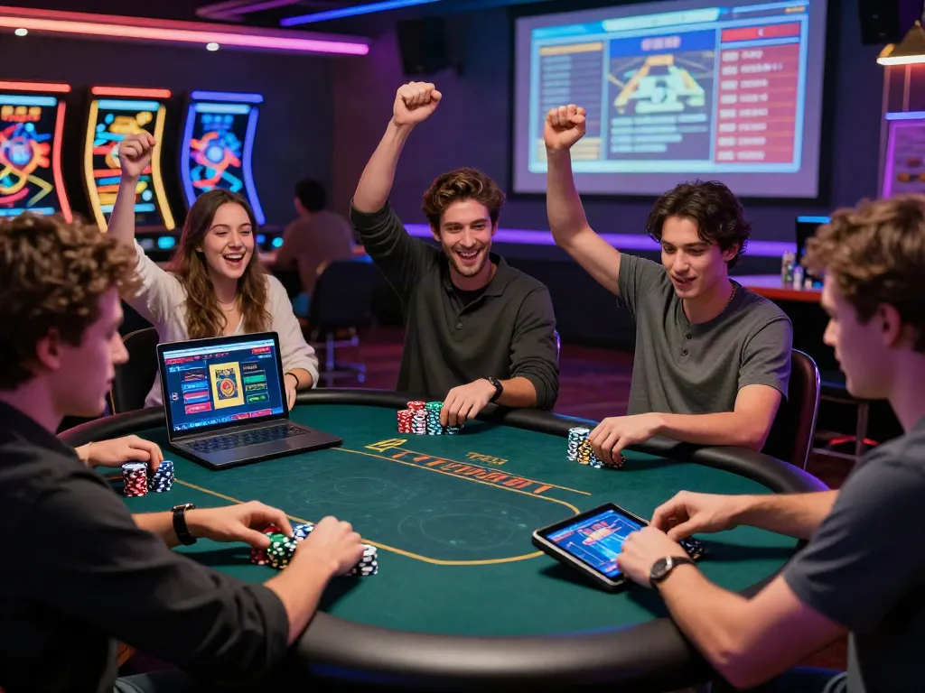 Dewacash Asia live gaming session with diverse players at a vibrant casino setting.