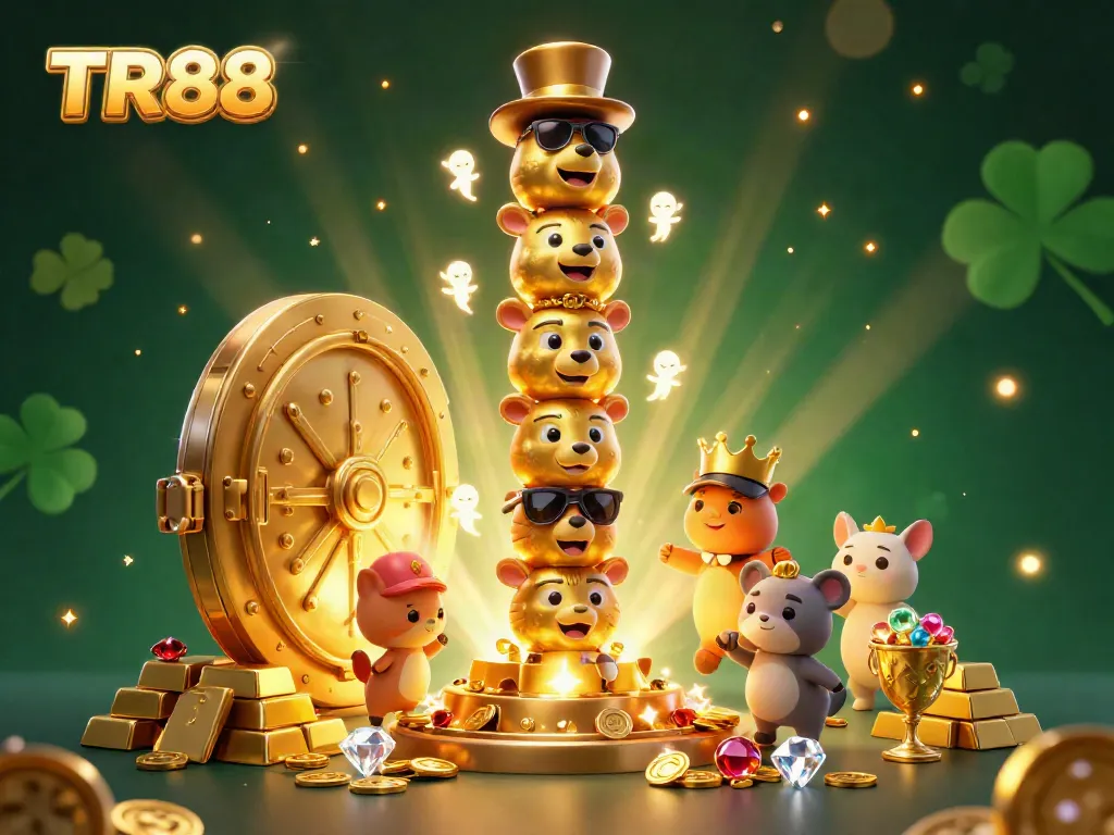 Experience the thrill of TR88 with a vibrant casino scene featuring a golden totem pole and treasure vault.