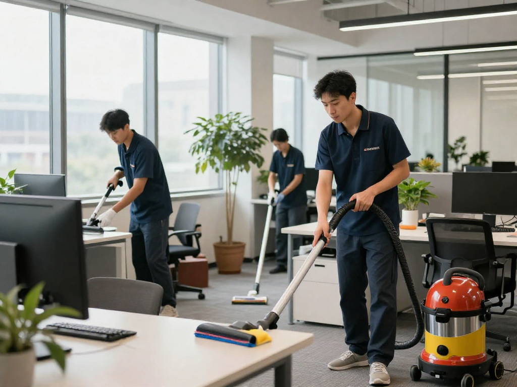 Unterhaltsreinigung Hannover im modernen Büro, saubere Oberflächen und effizientes Team in Aktion.