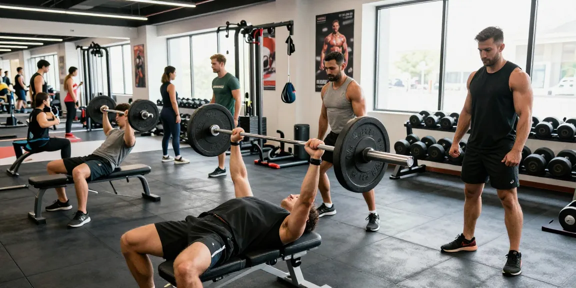 Steroid Shop Deutschland: Bodybuilder in modernem Fitnessstudio beim Training und Muskelaufbau.