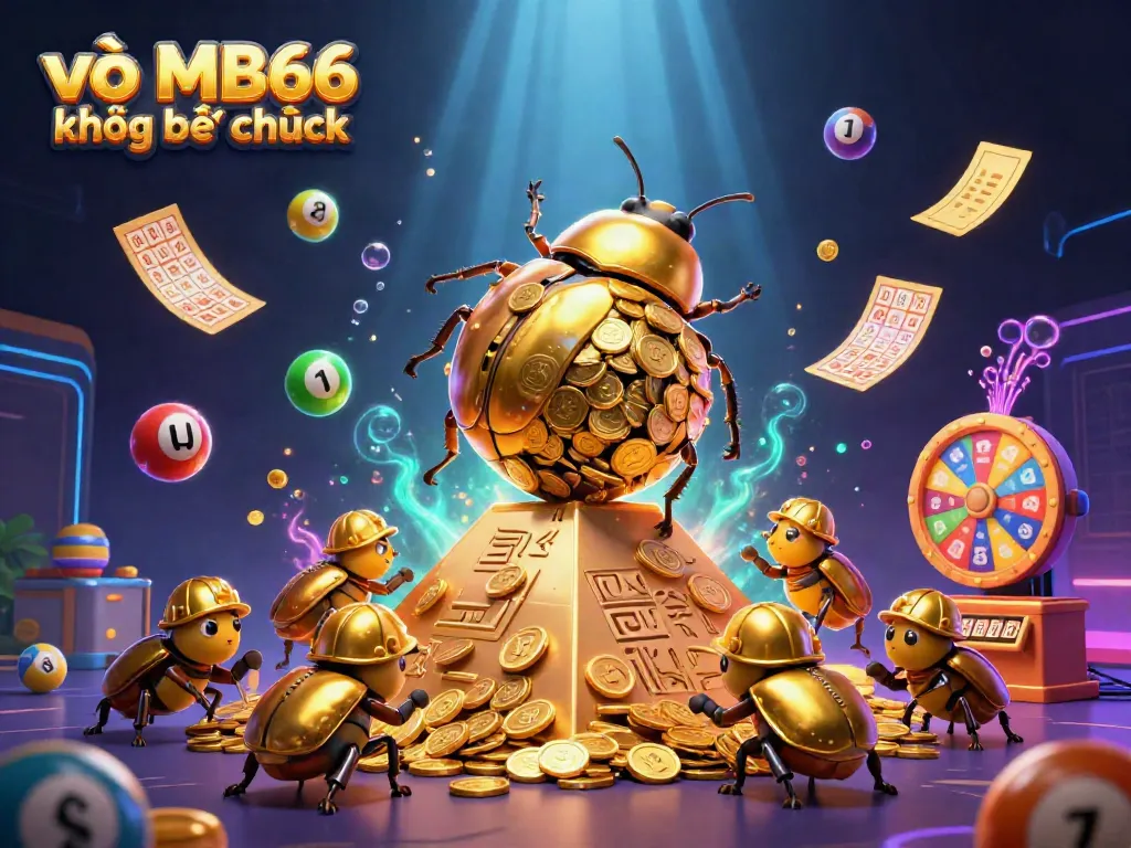 Engage in gambling with vào MB66 không bị chặn, featuring golden beetles and vibrant casino elements