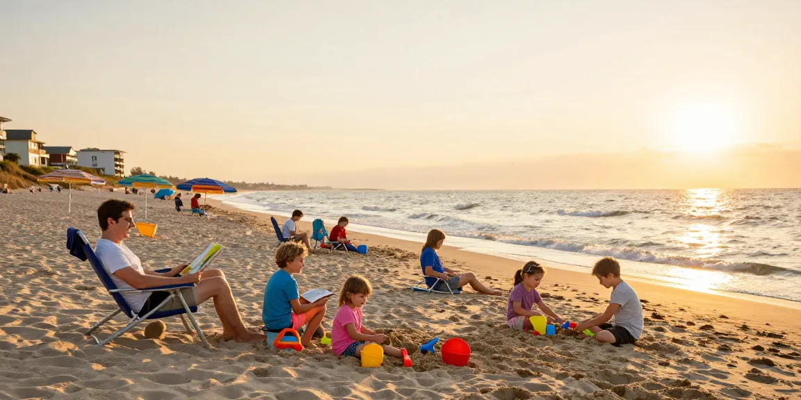 Ferienwohnungen Duhnen am Strand, glückliche Familie genießt den Urlaub mit Kindern im Sand.