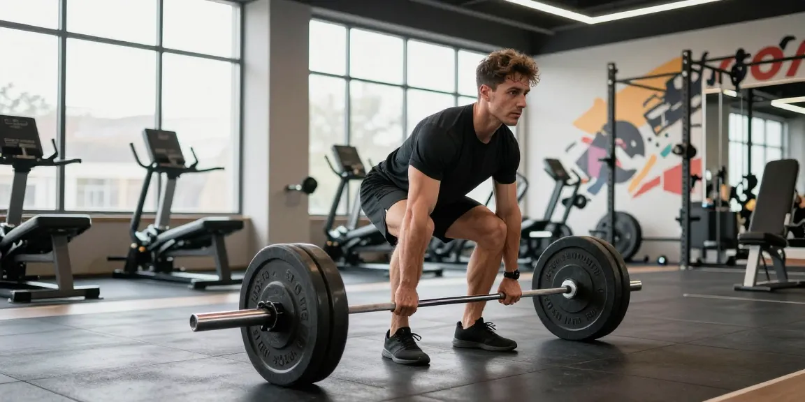 Aktiver Mann im Global Pharma Steroid Shop beim Gewichtheben für Muskelaufbau und Fitness.