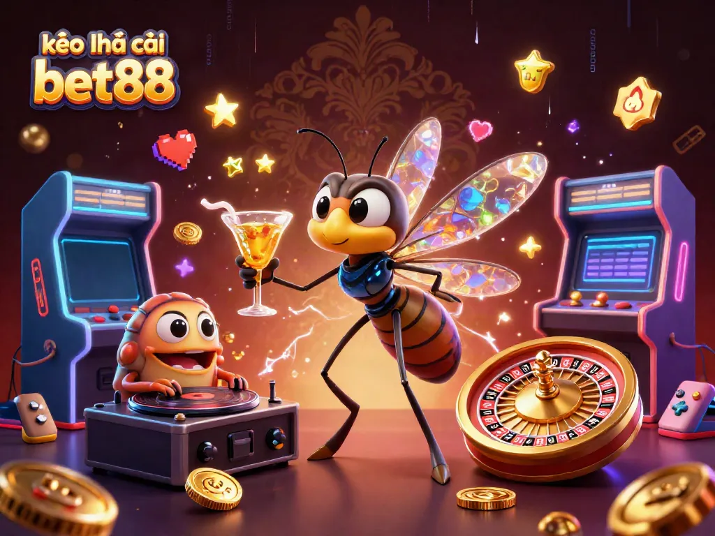 Engage with kèo nhà cái bet88 featuring vibrant casino motifs and clever characters in dynamic action.