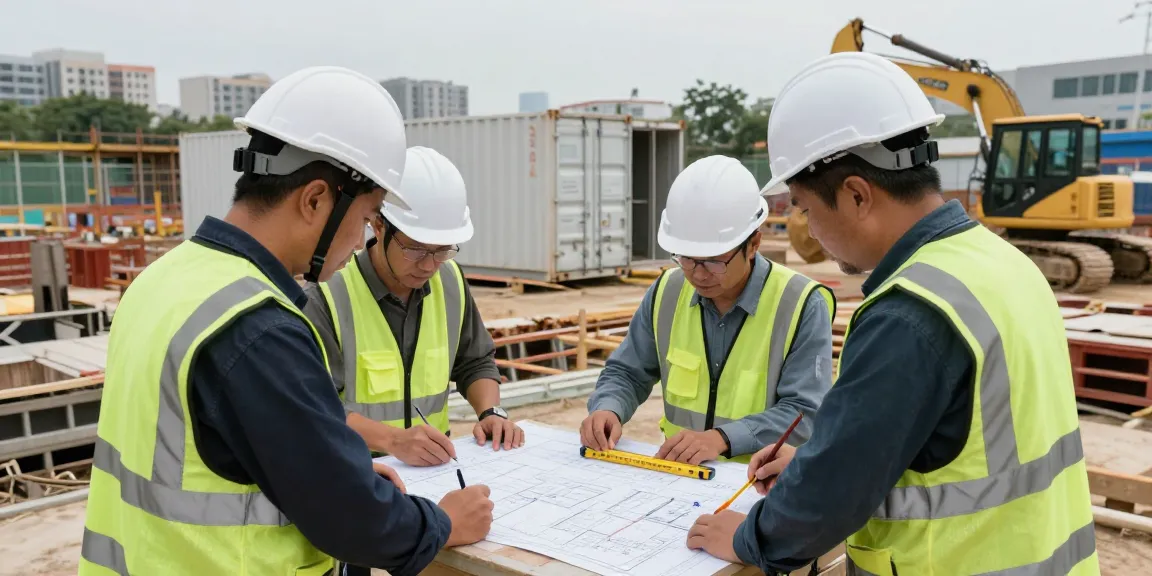 Effiziente Planung und Ausführung eines Container Fundaments auf einer Baustelle.