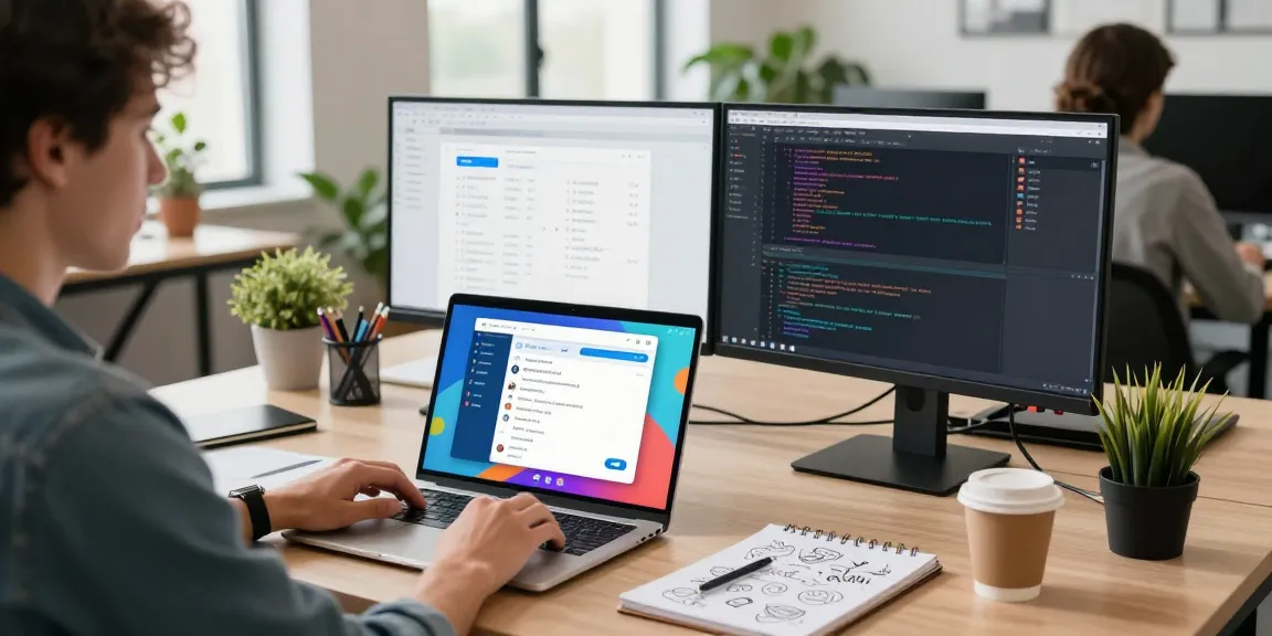 Engaging workspace with Telegram网页版 open on a laptop, showcasing modern communication.