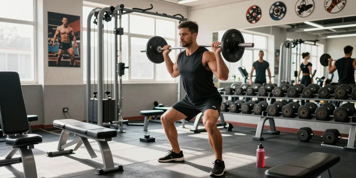 Utionon Steroids Shop: Bodybuilder im Fitnessstudio mit Gewichten für Muskelaufbau.