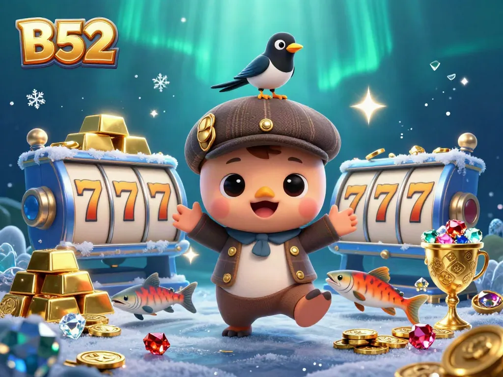 B52 players spin slot reels with baby Nessie and treasures in a vibrant casino atmosphere