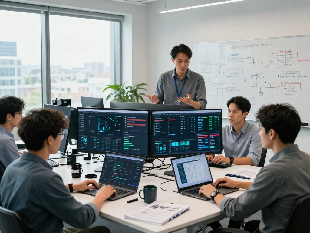 Sichere IT-Strategien für Unternehmen in Frankfurt, Team bei der Arbeit an Cyber-Sicherheitsprojekten