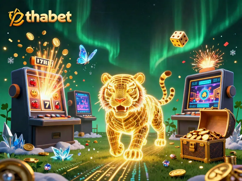 Experience thabet with a radiant tiger and illuminated casino elements bursting with action.