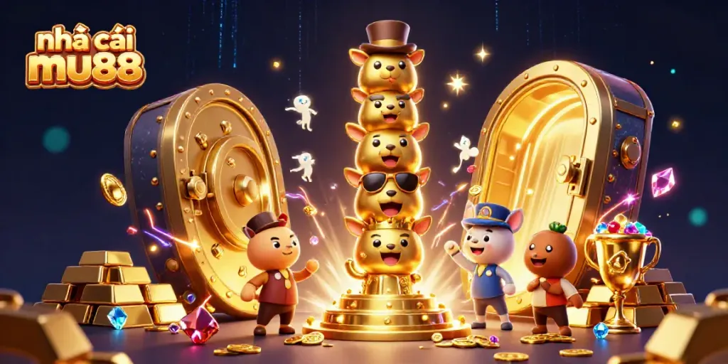 Engage with the vibrant spirit of nhà cái mu88 in this immersive casino world illustration.