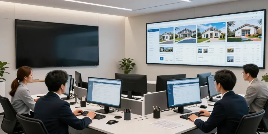 Immobilienmakler Halle bei der Arbeit mit moderner Software zur Immobilienbewertung.