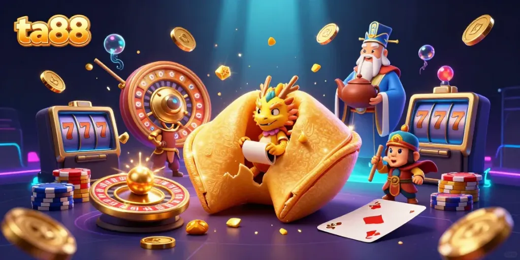 Experience thrilling fortunes at ta88 with a dynamic illustration of games and treasures.