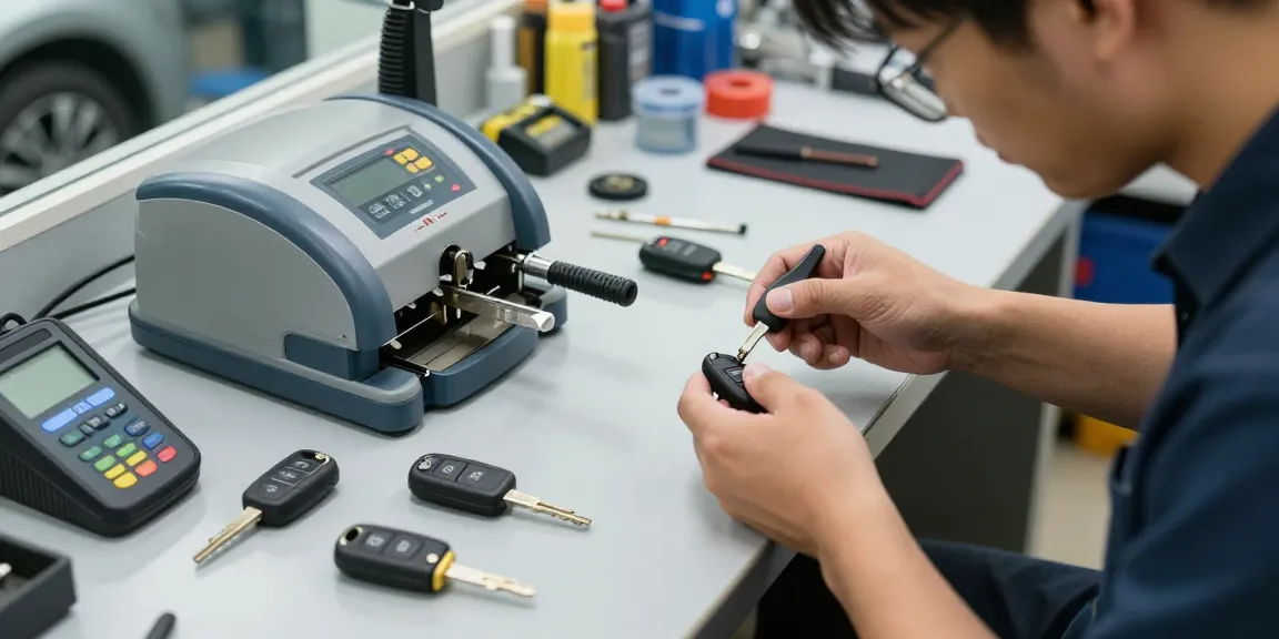 Hier klicken, um den Experten für Autoschlüssel zu sehen, der verschiedene Schlüssel für KIA und Hyundai bearbeitet.