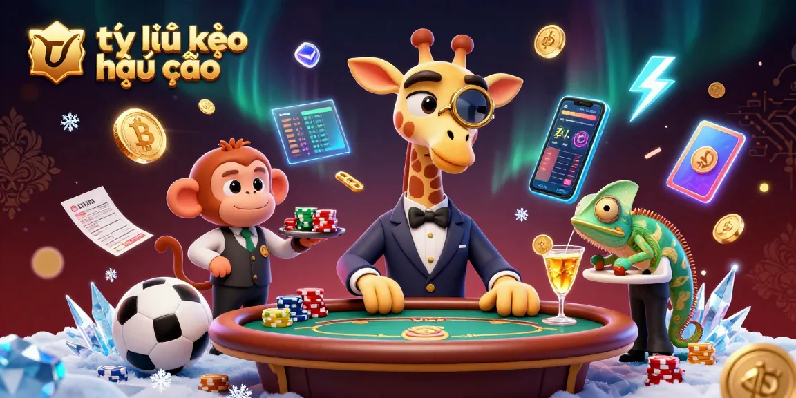 Analyze tỷ lệ kèo nhà cái and explore sports betting strategies in a vibrant casino illustration.