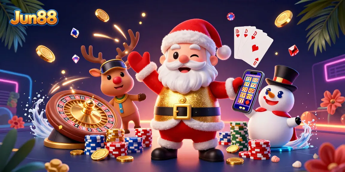Experience big wins at Jun88 with cartoon characters celebrating casino themes.