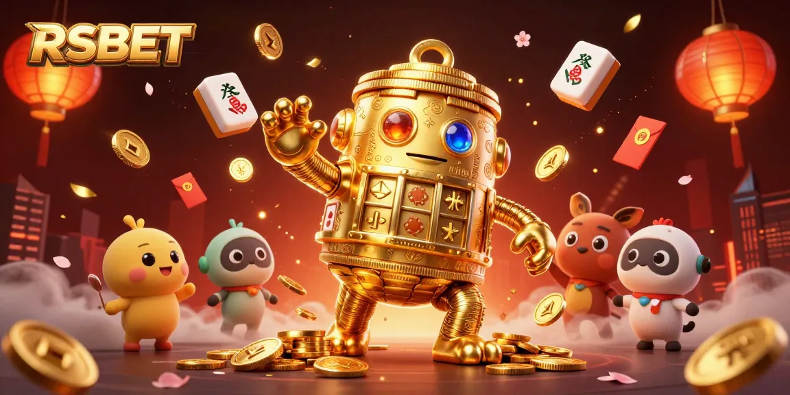 Experience the excitement of RSBET with vibrant golden elements and casino symbols in captivating 3D art.