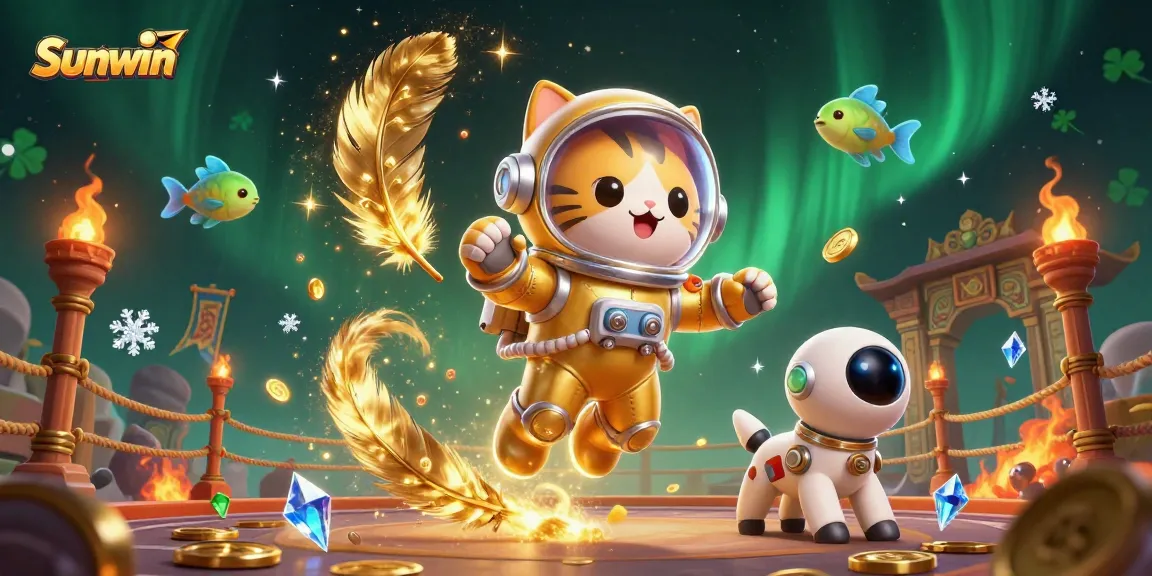 Experience thrilling gameplay at Sunwin with a vibrant 3D illustration capturing the excitement of gambling adventures.