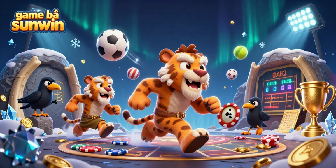 Experience the excitement of game bài sunwin with a vivid scene of playful characters in a dynamic casino.