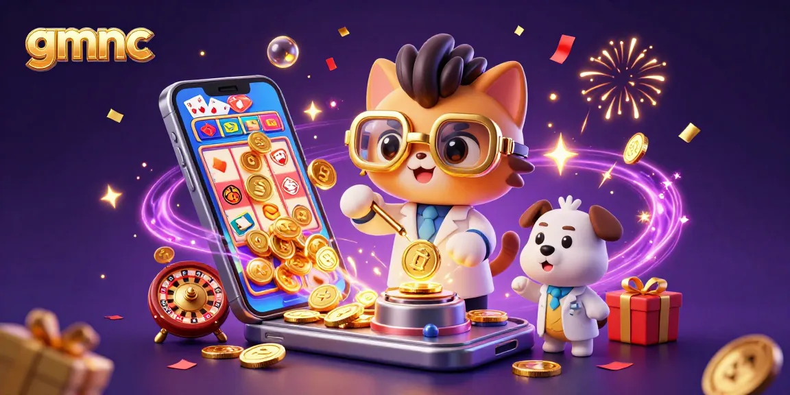 Spin the reels and win with gmnc in this vibrant casino illustration showcasing excitement.