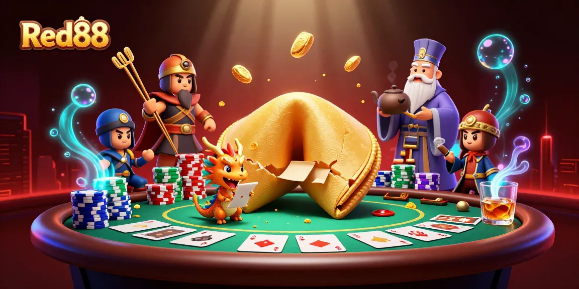 Win big at Red88 with dynamic poker action and vibrant casino elements in a captivating scene.