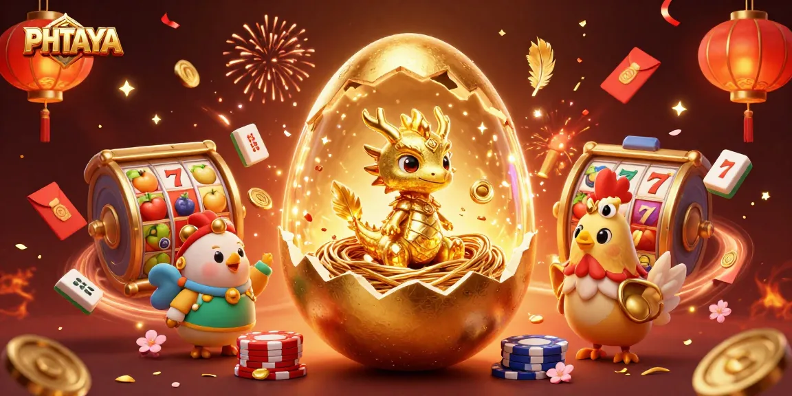 PHTAYA offers an exciting 3D casino experience with a golden dragon and poker chips, celebrating casino wins.
