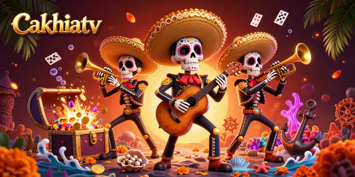 Cakhiatv showcases vibrant Day of the Dead themed gambling excitement featuring lively mariachi skeletons.