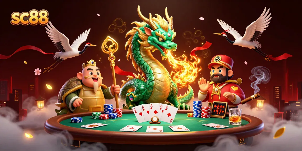 Players navigate thrilling sc88 games with dragon and sage in vivid casino setting