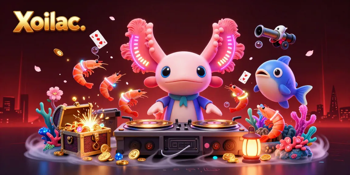 Xoilac captivates players with thrilling underwater casino vibes, featuring vibrant axolotl DJ and dynamic elements.