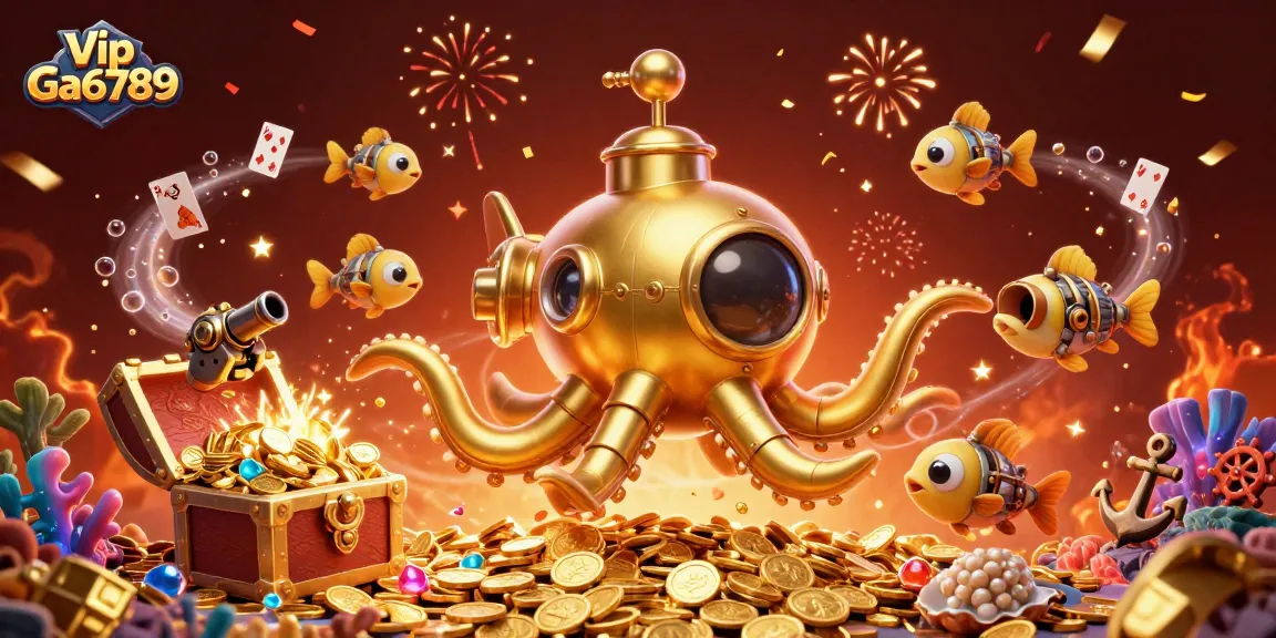 Experience thrilling gameplay with Vip Ga6789's underwater casino adventure filled with treasures and mechanical wonders.